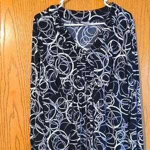Worthington Black and White Circle Pattern Blouse